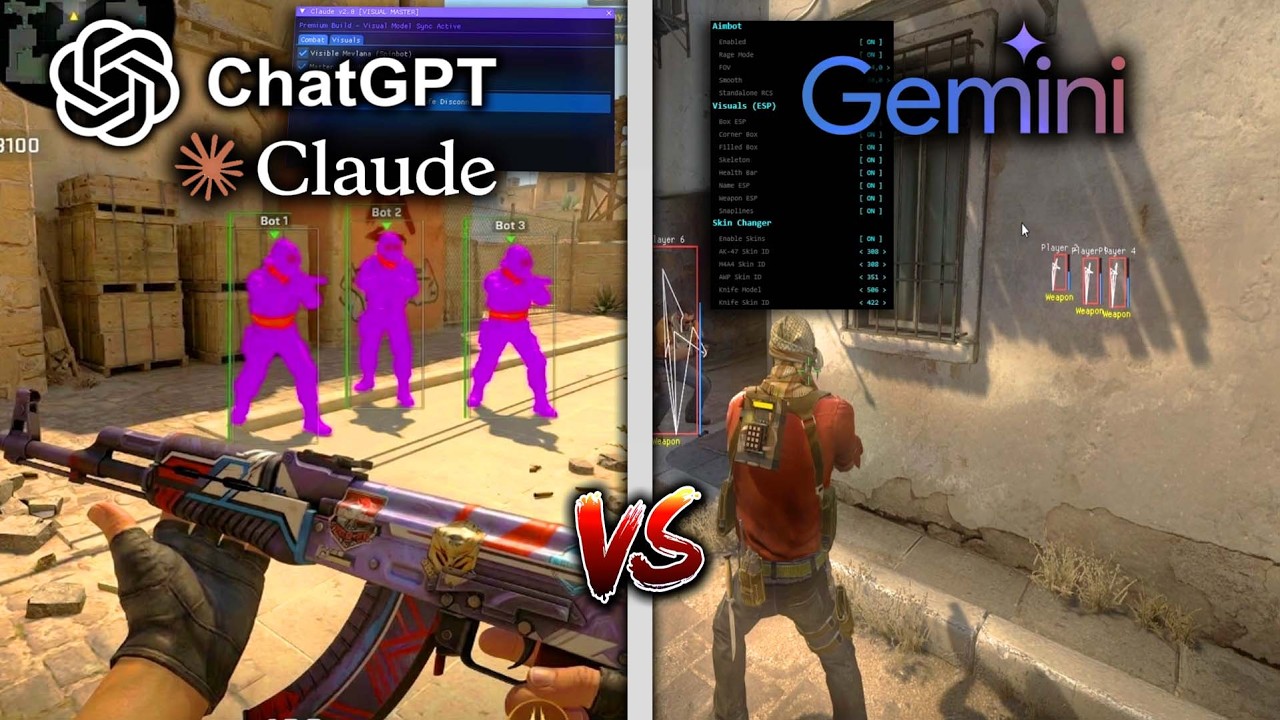 ChatGPT, Gemini  ve Claude CSGO İÇİN HİLE KODLADI!! GERÇEKTEN ÇALIŞTI!