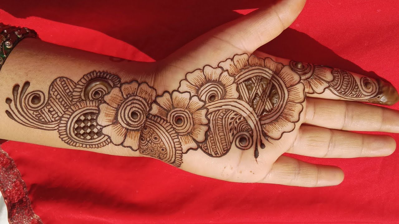 Flower mehandi tutorial🌷🌿!!