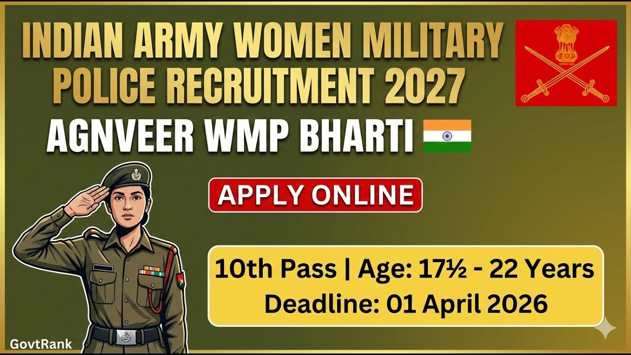 Indian Army Women Military Police Recruitment 2027: Apply Online Agniveer WMP Bharti 🇮🇳 #govtjobs