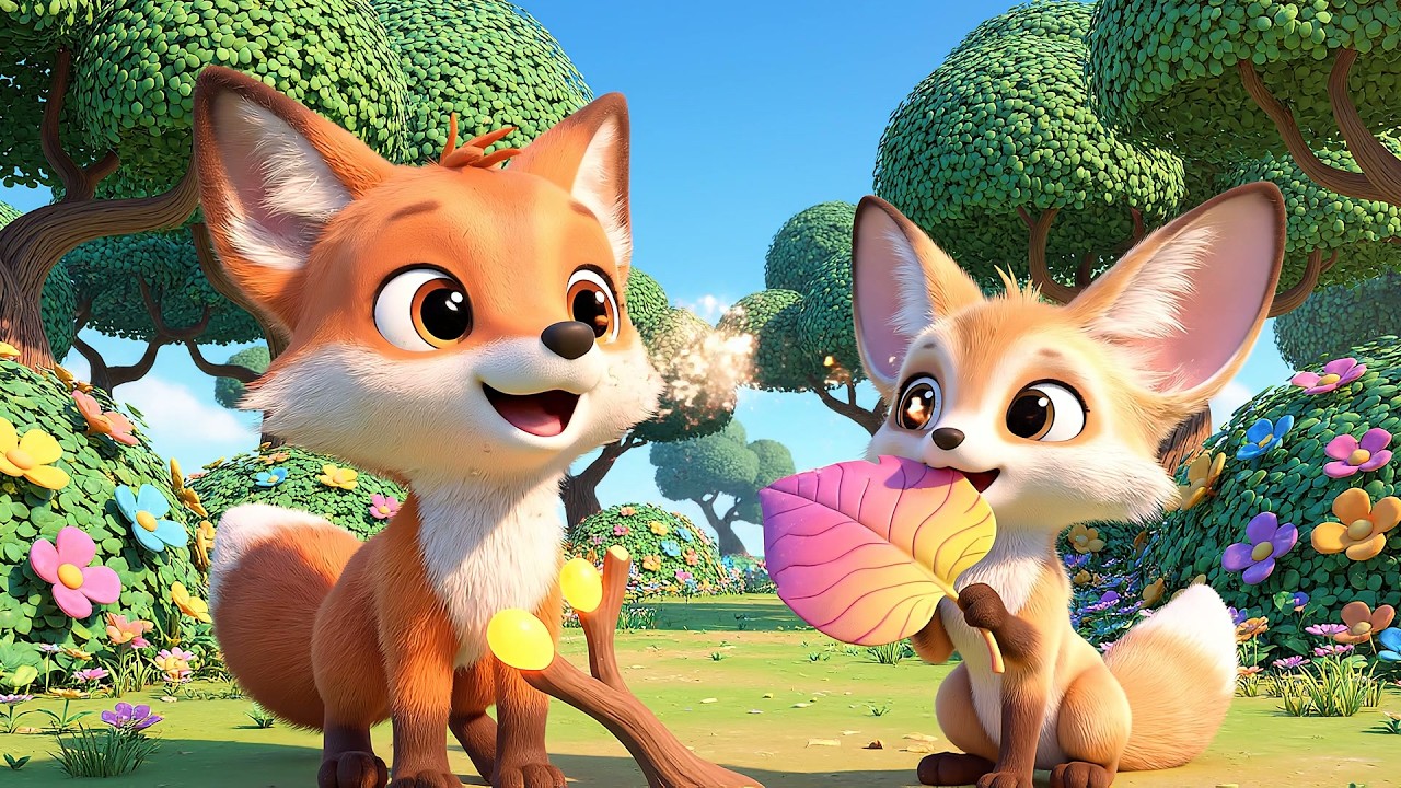 Cinco Pequeños Zorros Bebés Corren por el Bosque | Canciones de Naturaleza y Conteo