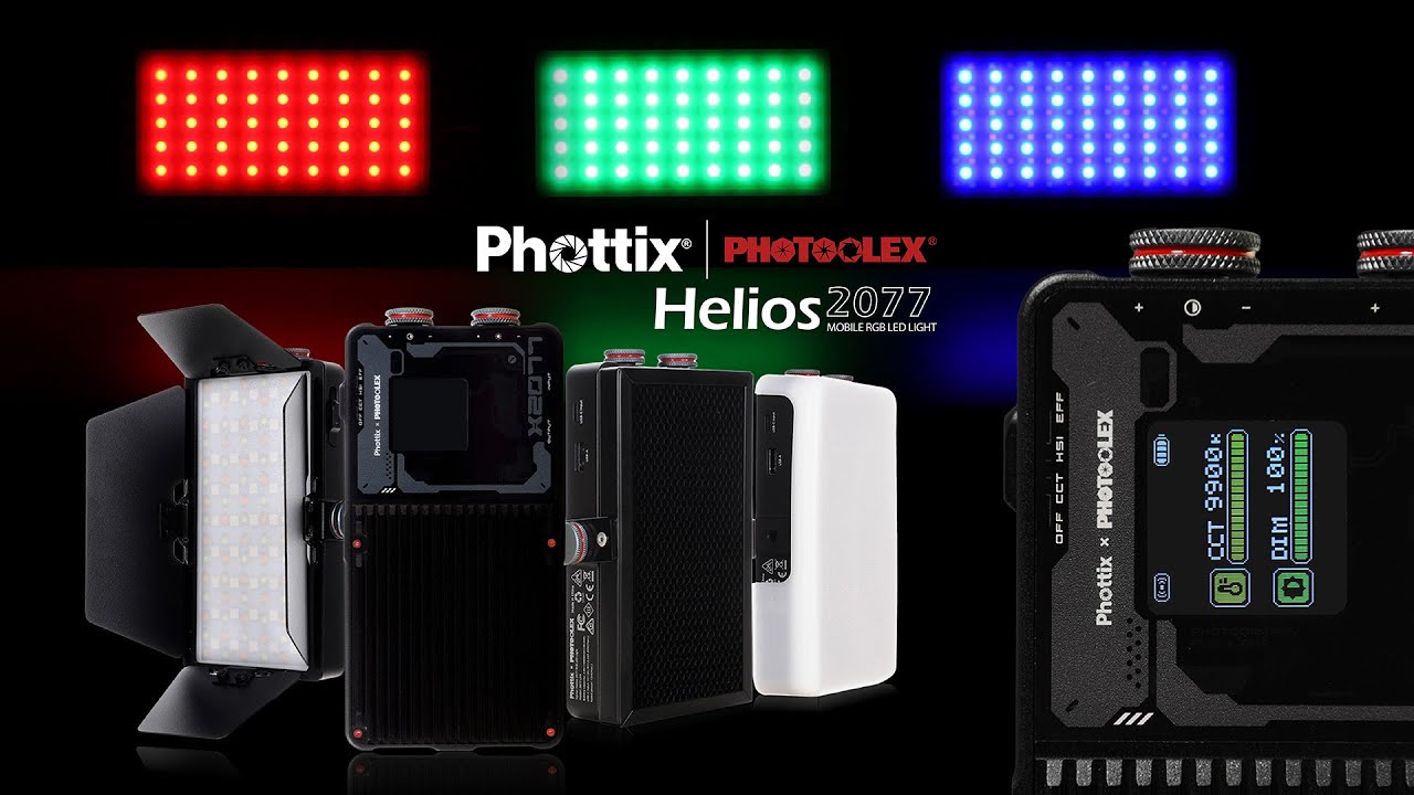 Long Battery Lift Panel LED : Phottix x Photoolex Helios 2077 RGB Light Kit