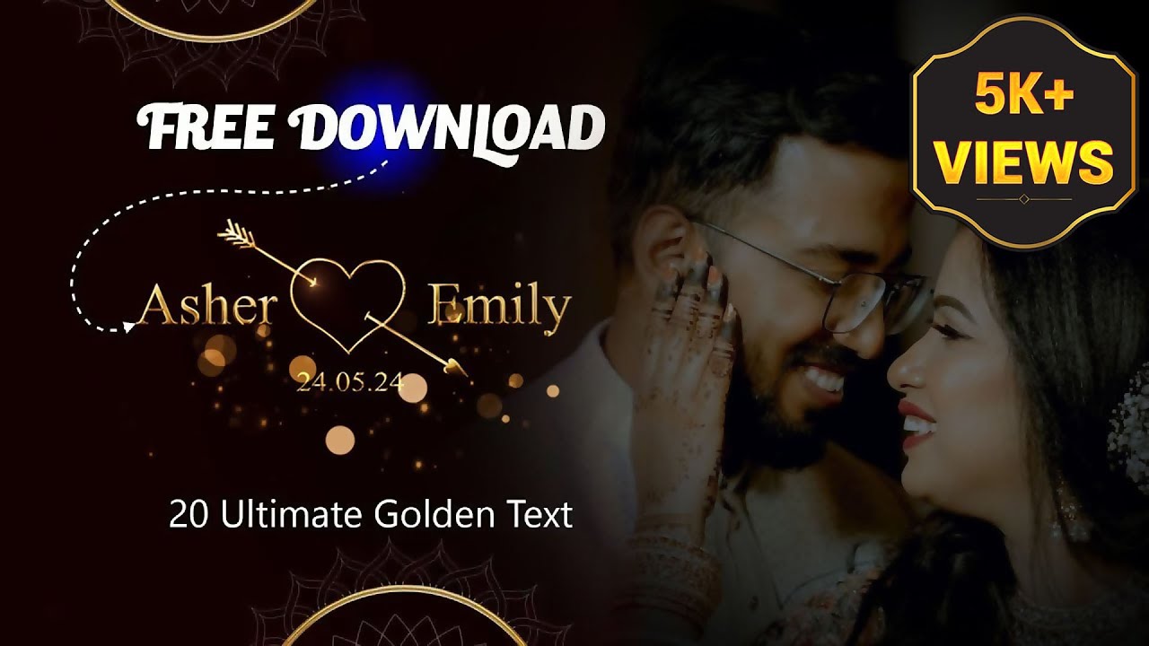 Premiere Pro Golden Text Free Download 2024 | Ultimate 20 | Wedding Title