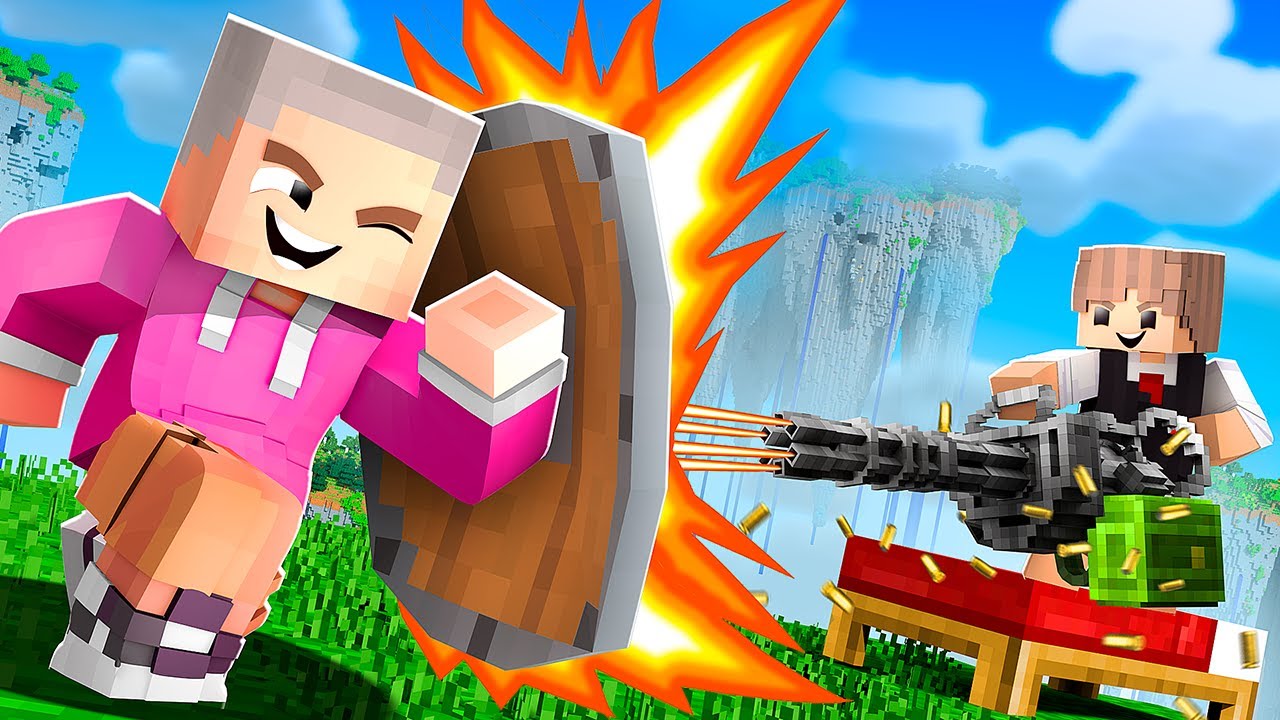 Realistische Waffen vs. Bedwars Spieler