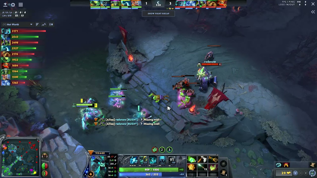 Dota 2 Visage Mid Gameplay - Facing 3 anti right click heroes