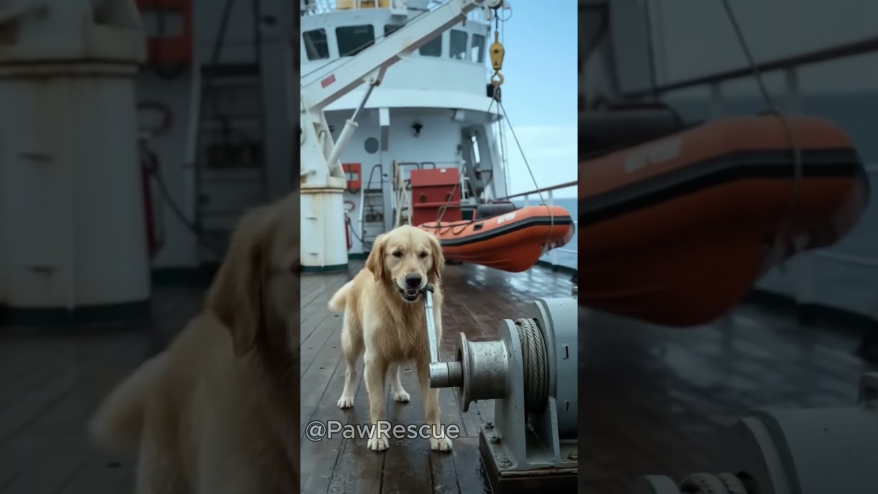 The heroic golden retriever who saved the crew of a ship  #viral#short#rescue#goldenretriver
