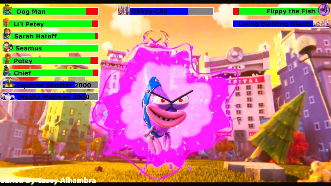 Dog Man (2025) Final Battle with healthbars 2/3