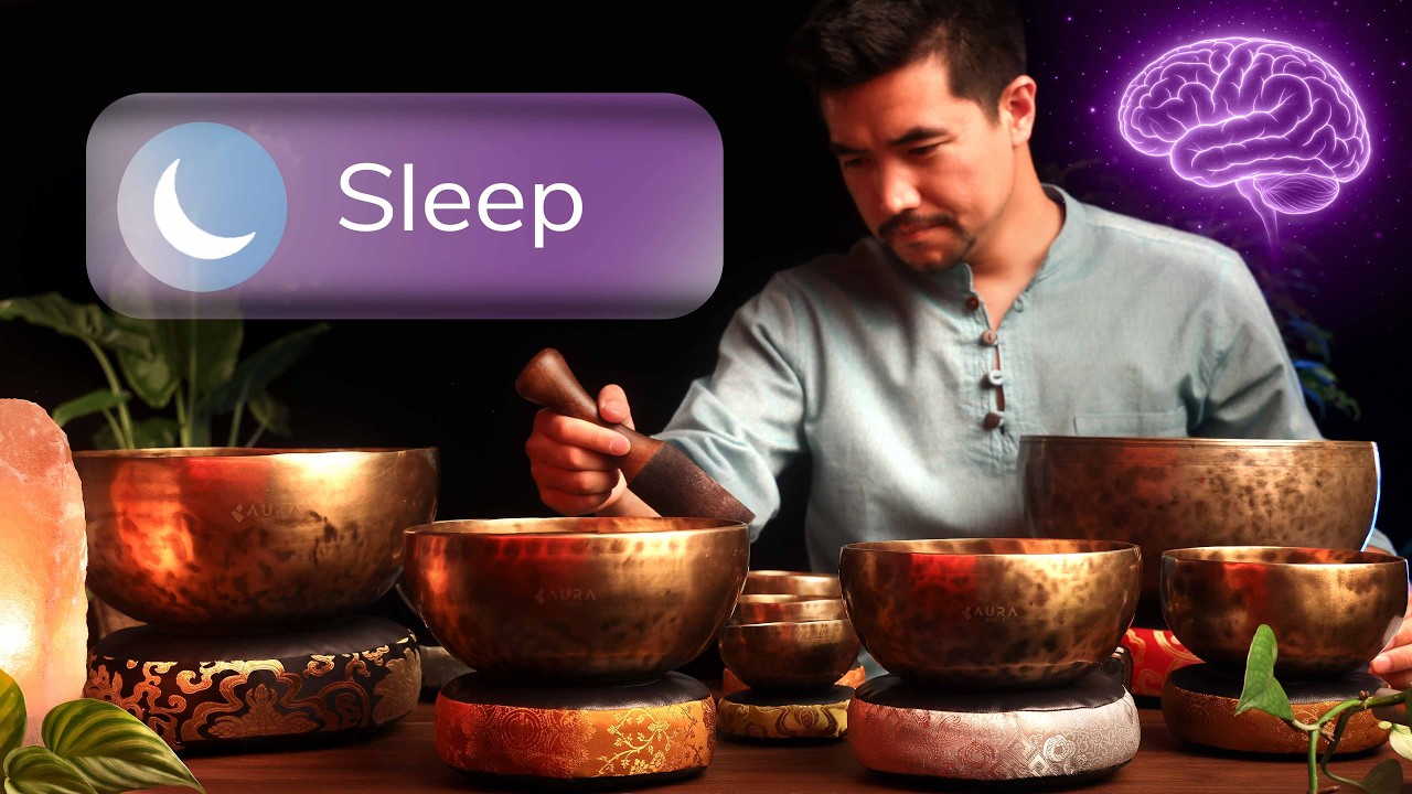 *INSTANT SLEEP MODE* &bull; Nervous System Healing with Singing Bowl and Water White Noise &bull; BLACK SCREEN
