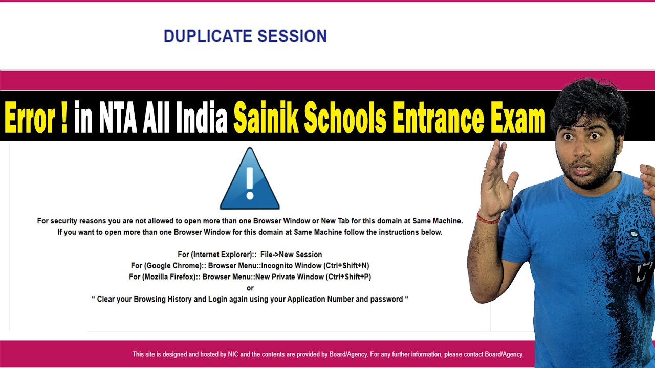 Website Busy / Error in NTA All India Sainik Schools Entrance Exam (AISSEE) Form