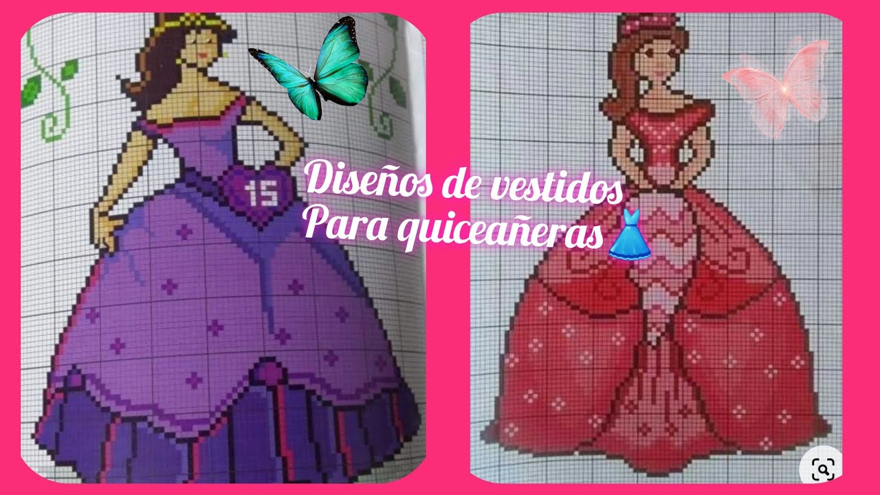 👗15TH gr&aacute;ficos de vestidos👗 para quicea&ntilde;eras😍en punto de cruz