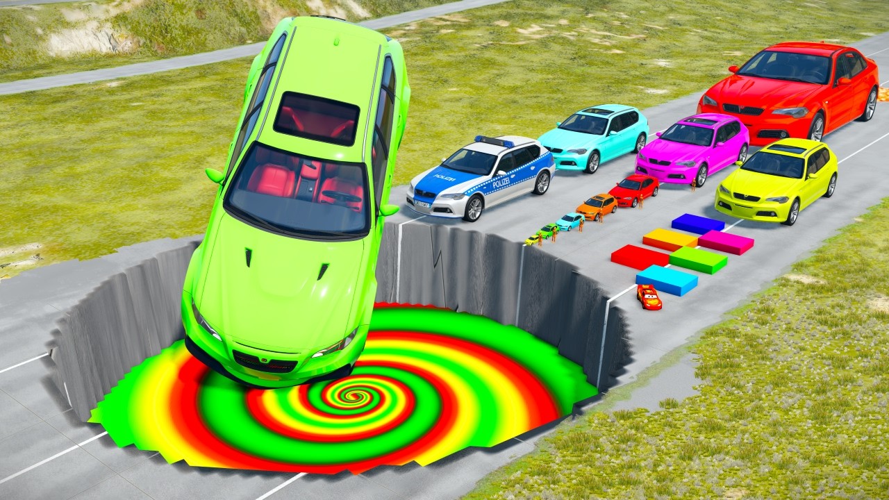 БОЛЬШИЕ И МАЛЕНЬКИЕ МАШИНЫ против ГИГАНТСКОЙ ЯМЫ #256 - BeamNG.drive Ninja BeamNG !