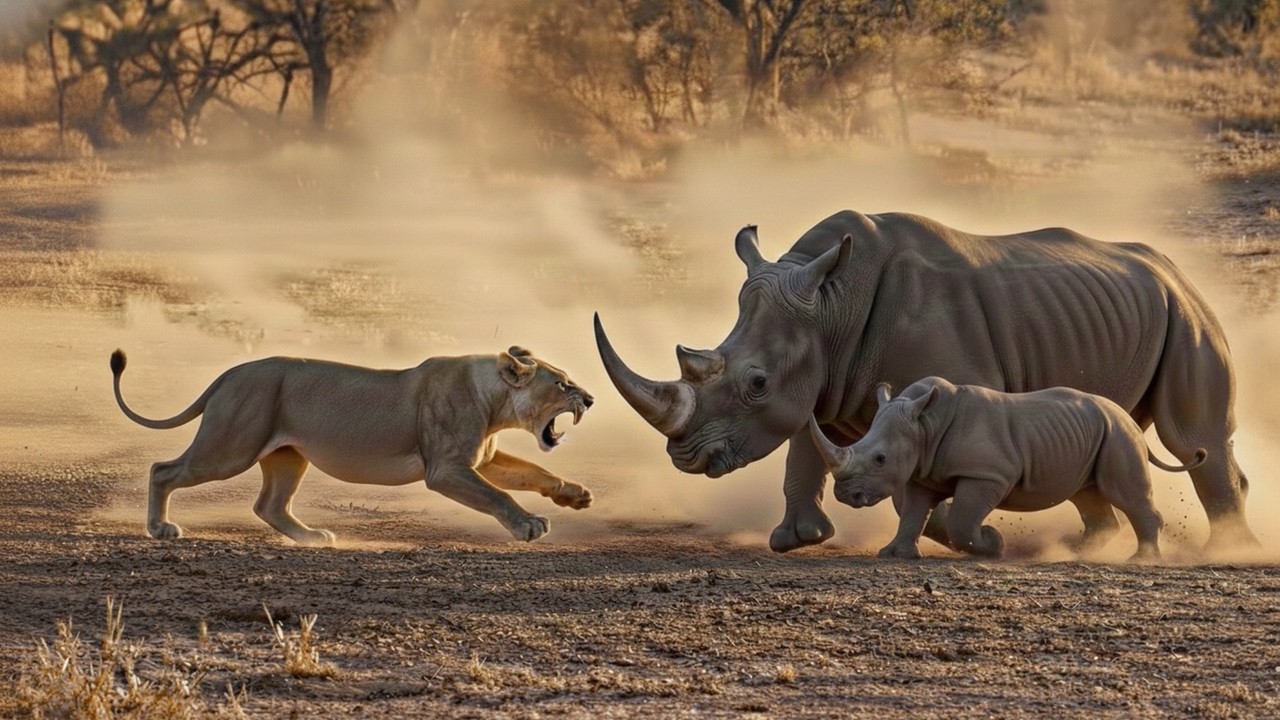 A Compassionate Mother Rhino Saved Her Calf from a Pride of Deadly Lion — An Incredible Rescue Story