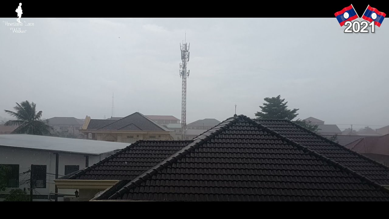 [라오스 우기 비바람소리] Vientiane Laos RAINSTORM ASMR. 2021