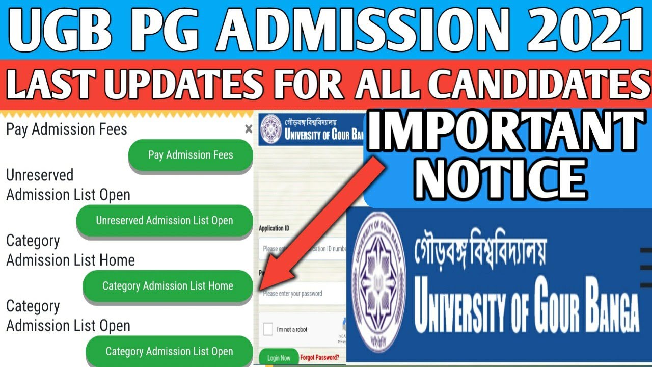 UGB - Pg admission latest updates 2021 || University of Gour Banga ||