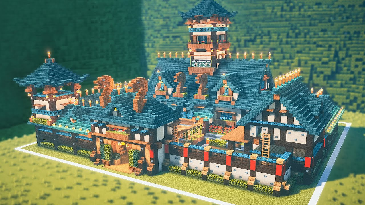 Minecraft: How To Build a Japanese Castle (Mansion House) Tutorials [#5] | 마인크래프트 건축, 야생 기지