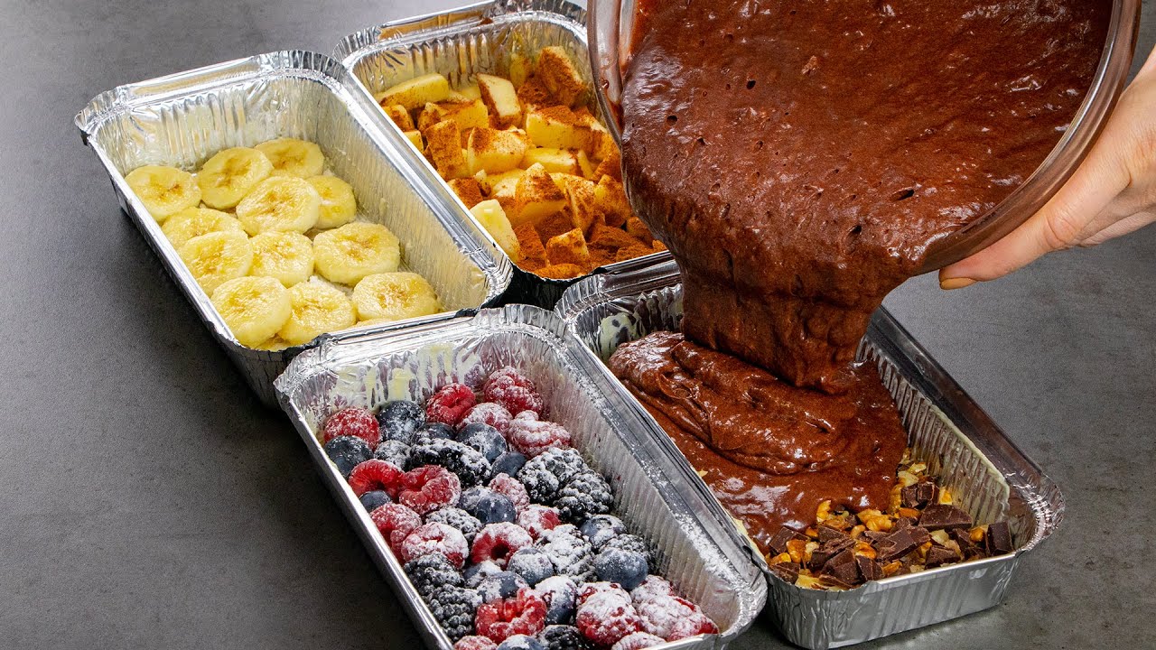 Brownie en 4 moldes, misma masa rellenos diferentes - ¡Para chuparse los dedos