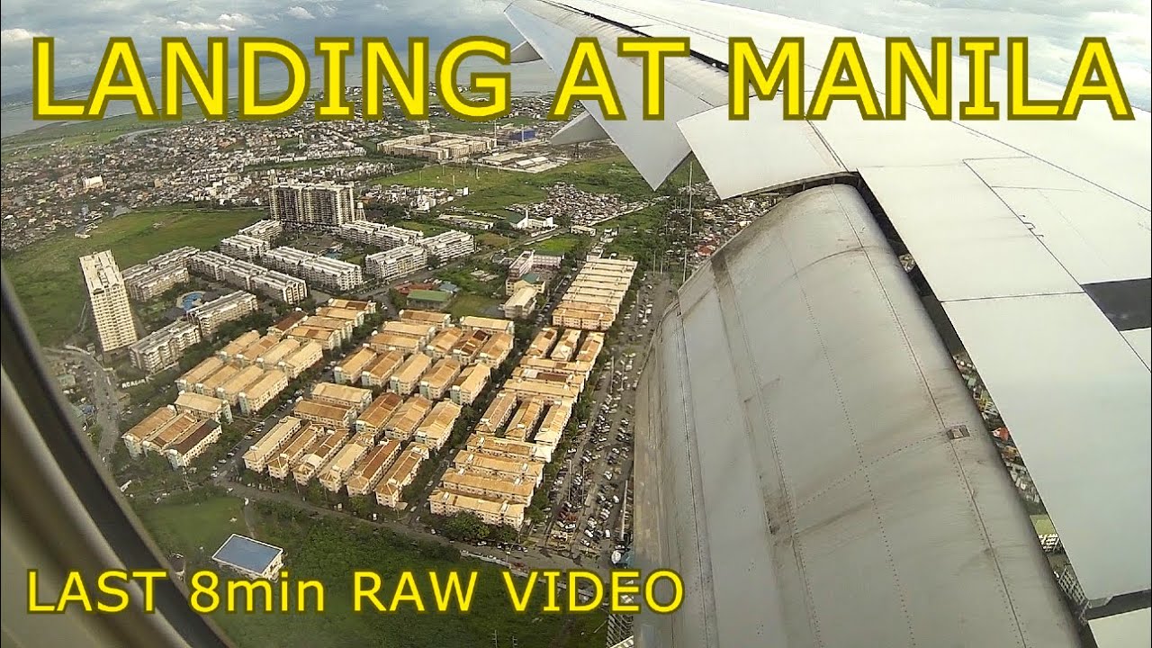Final approach and landing at Manila with an Emirates Boeing 777-300ER | wing view | the last 8 mins