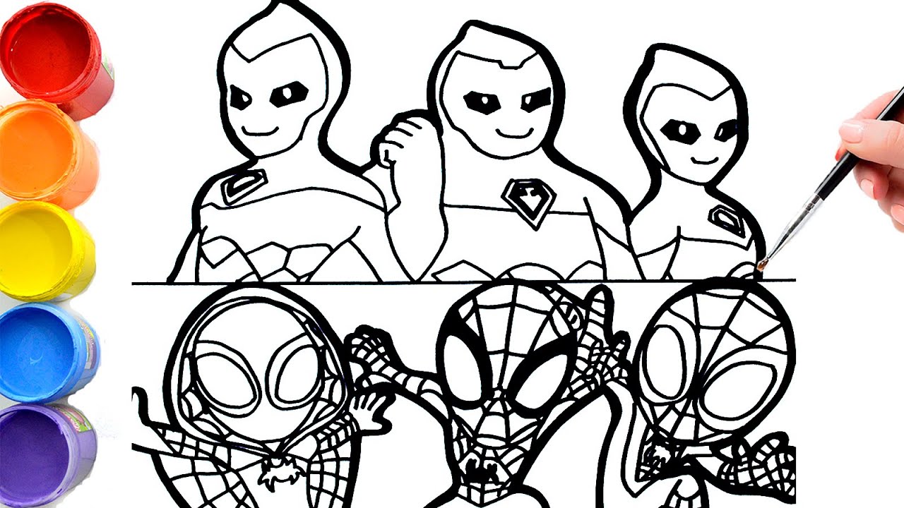 🔴🔴Drawing  Marvel's SPIDEY and his amazing friends - Spiderman Vs GHOST FORCE  Andy - Mike - Liv
