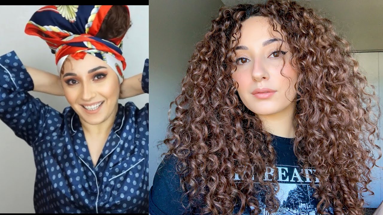 Curly Hair Routine: How I sleep & refresh my curls طريقة النوم و كيف تعملي ريفريش للشعر الكرلي