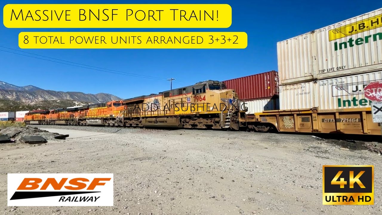Massive BNSF Port Train! 8 total power units arranged in a 3+3+2 Set Up MEETS a BNSF Z train!