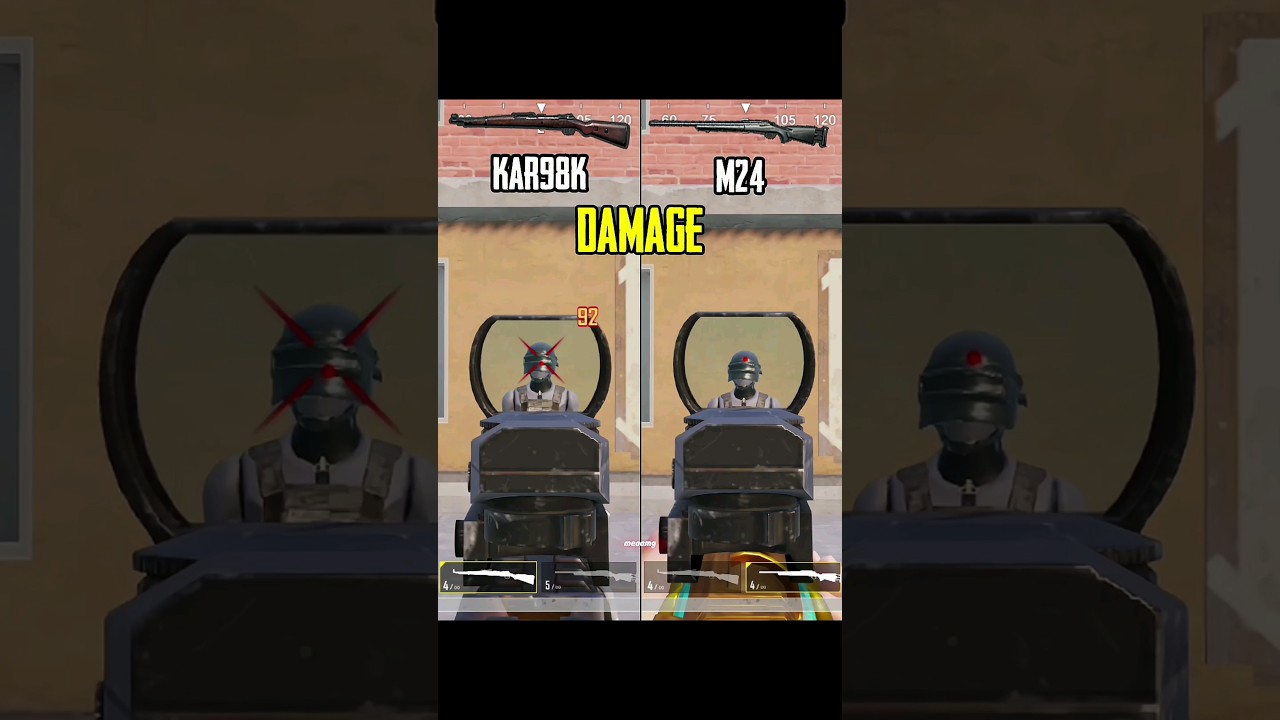 Damage test : Kar98k vs M24🤔 #pubgmobile #bgmi #pubg