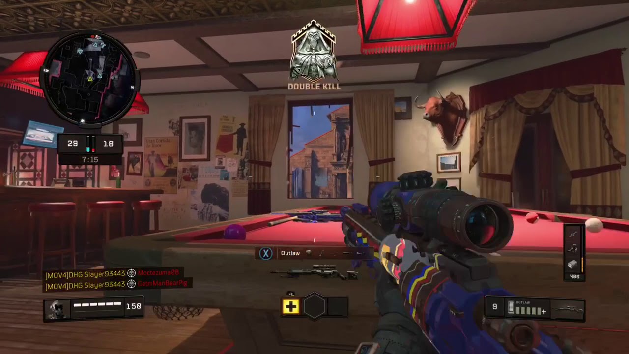 7 kills with outlaw in bolt-action barebones moshpit
