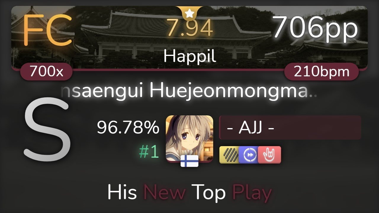 - AJJ - | Pianom - Insaengui Huejeonmongma [Happil] +HDDTHR 96.78% {#1 706pp FC} - osu!