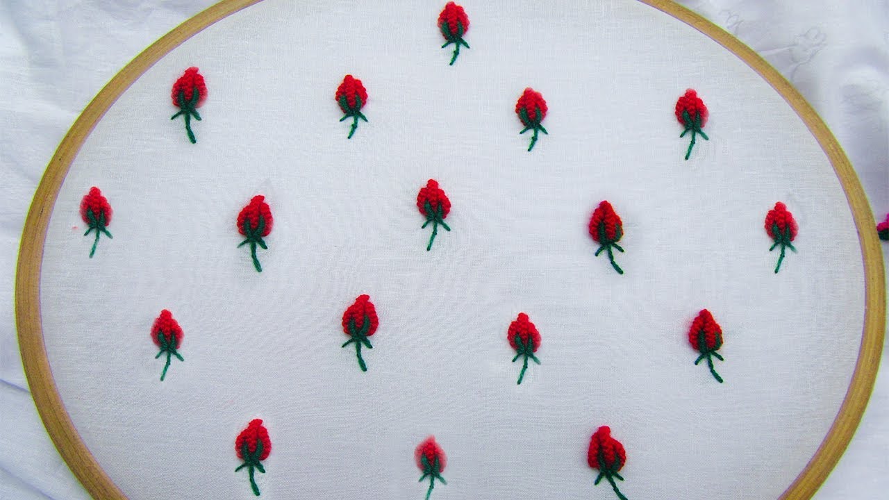 All Over Embroidery Design for Dress, Rose bud embroidery
