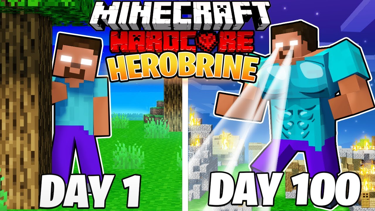 Я выжил 100 ДНЕЙ, играя за ХЕРОБРИНА в ХАРДКОРНОМ Minecraft!