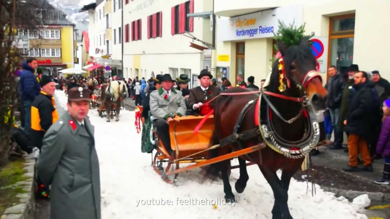horsedrawn sleigh Part 2. Zell am See Pinzgauer Trachtenschlitten- und Brauchtumsfest 02.02.2014