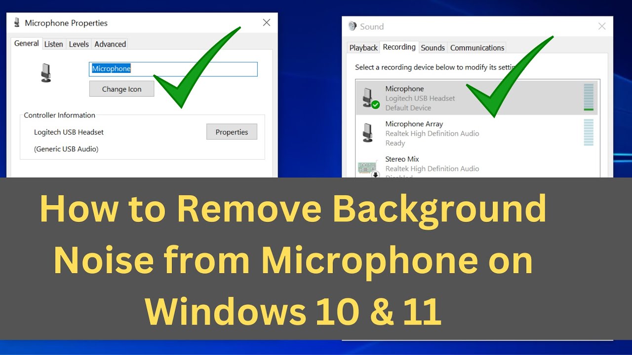 How to Remove Background Noise from Microphone on Windows 10 & 11  How to Enable Noise Cancellation