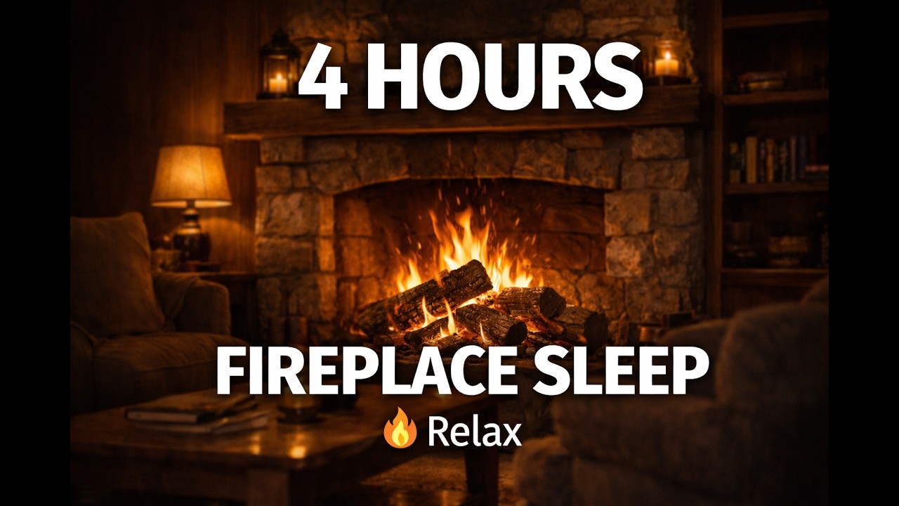 Fireplace Sleep Sounds 🔥 4 Hours Cozy Crackling Fire for Deep Sleep, Relaxation & Study