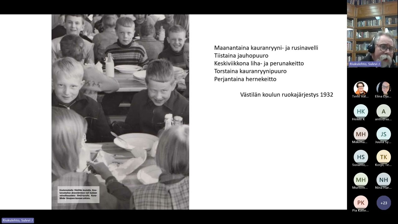 Ruokaprovinssikahvit 3.1.2024: Sulevi Riukulehto/Kouluruokailu yhteisen&auml; kokemuksena