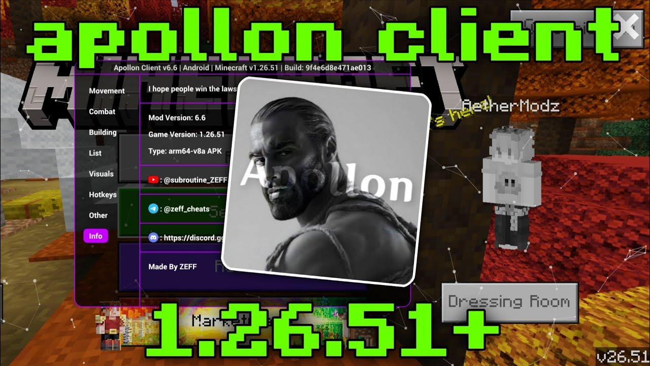 Apollon Client 1.26.51.1+ for MCPE/Bedrock | (Hacked Client!)