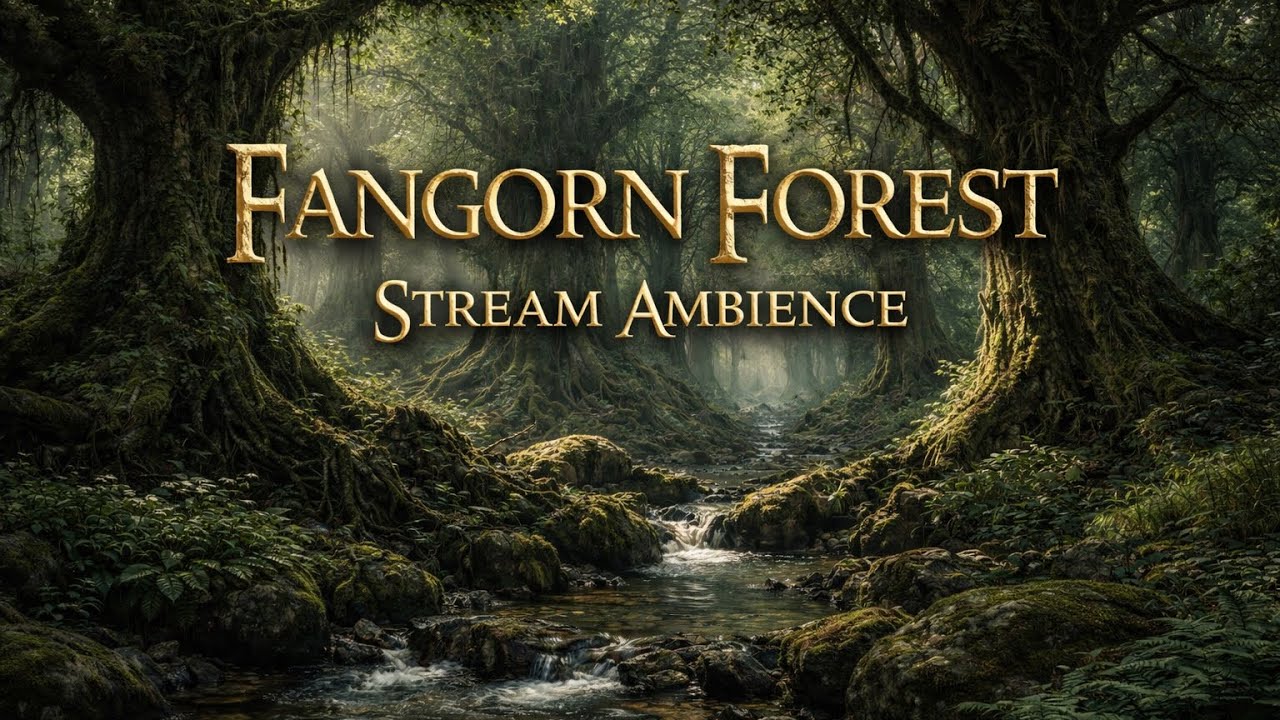 Stream in Fangorn Forest | Ancient Trees, Flowing Water Ambience (1 Hour)