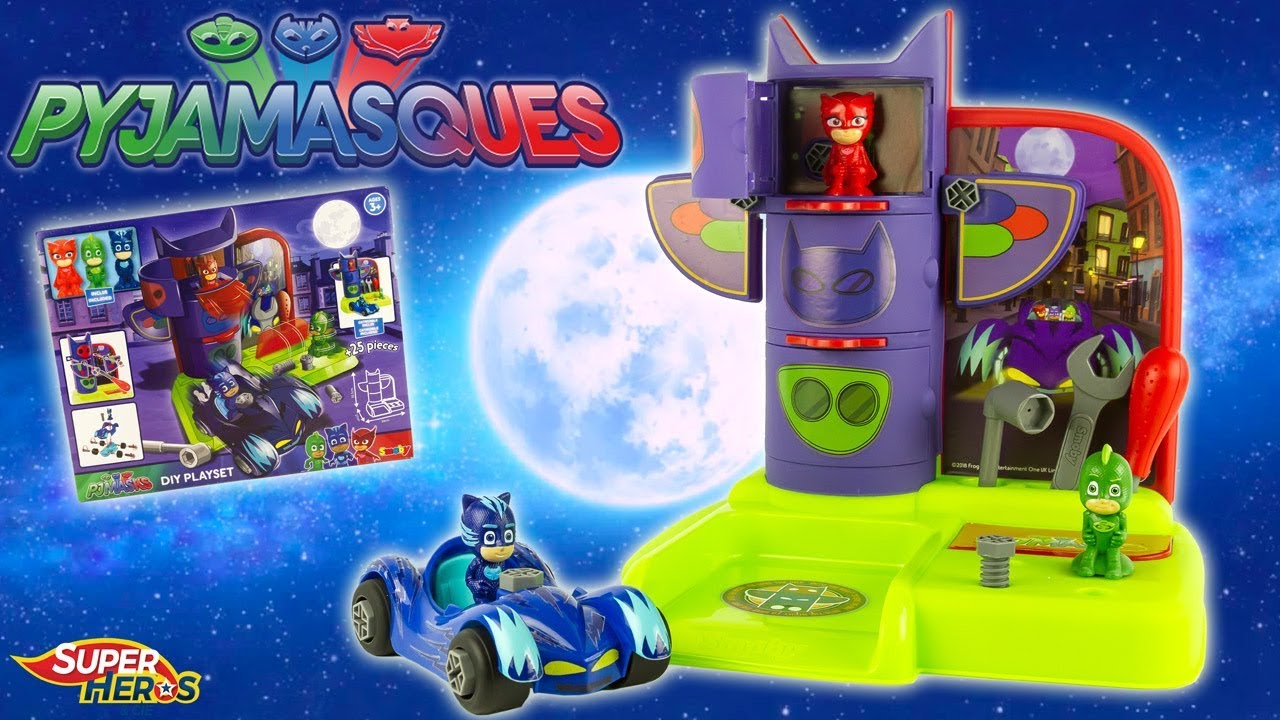 PYJAMASQUES Quartier G&eacute;n&eacute;ral &agrave; Construire PJ Masks DIY Playset Jouets Toy Review Noel 2018 Smoby