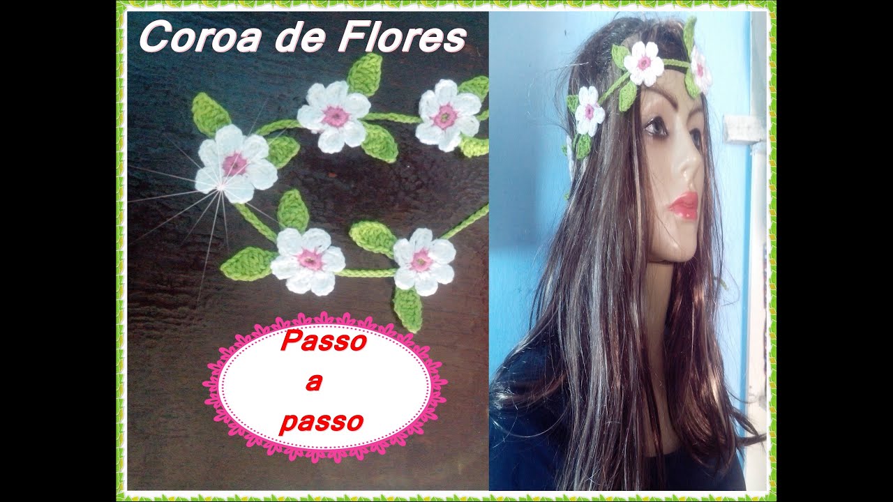 Coroa de flores em crochê  4 em 1