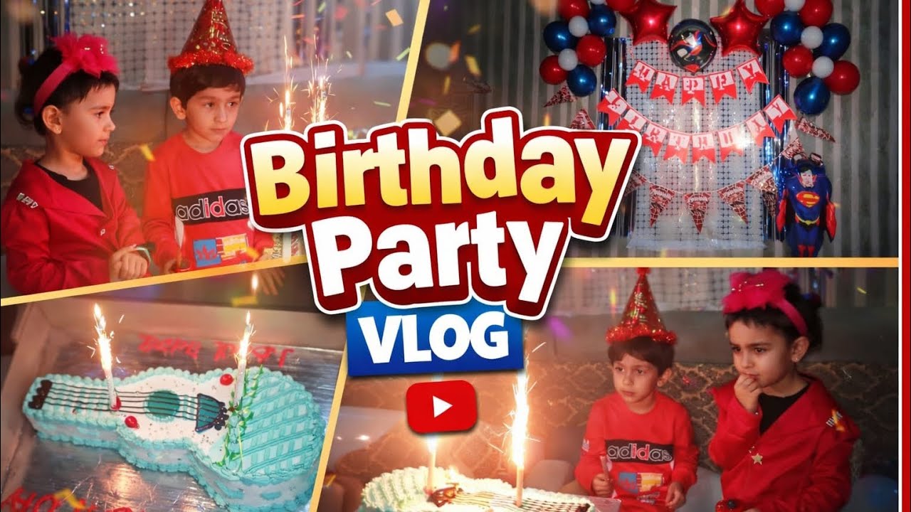 Ahad ki birthday party 🥳 surprise special guitar wala cake 🎂 🎸 full enjoyment baccha party 🎉🎁🎈
