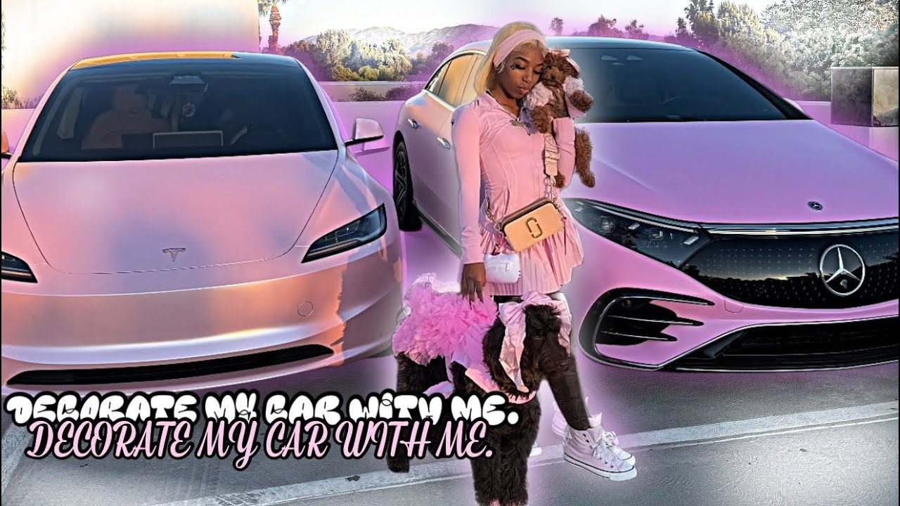 DECORATE MY NEW PINK CAR WITH ME 💕| car tour + car accessories haul😍