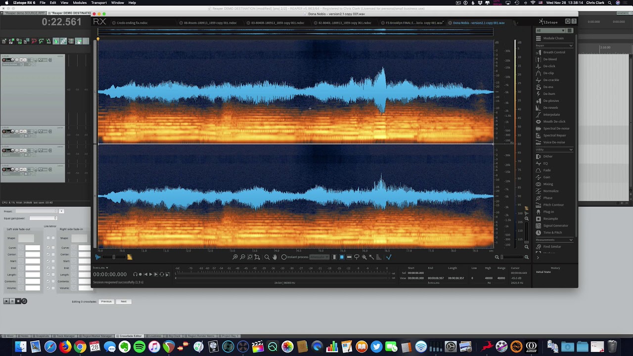 Reaper DAW: source to destination editing, and other useful features