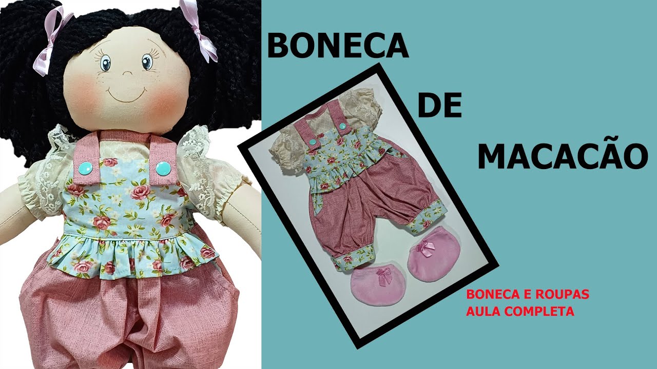 BONECA FELÍCIA DE MACACÃO E VESTIDO