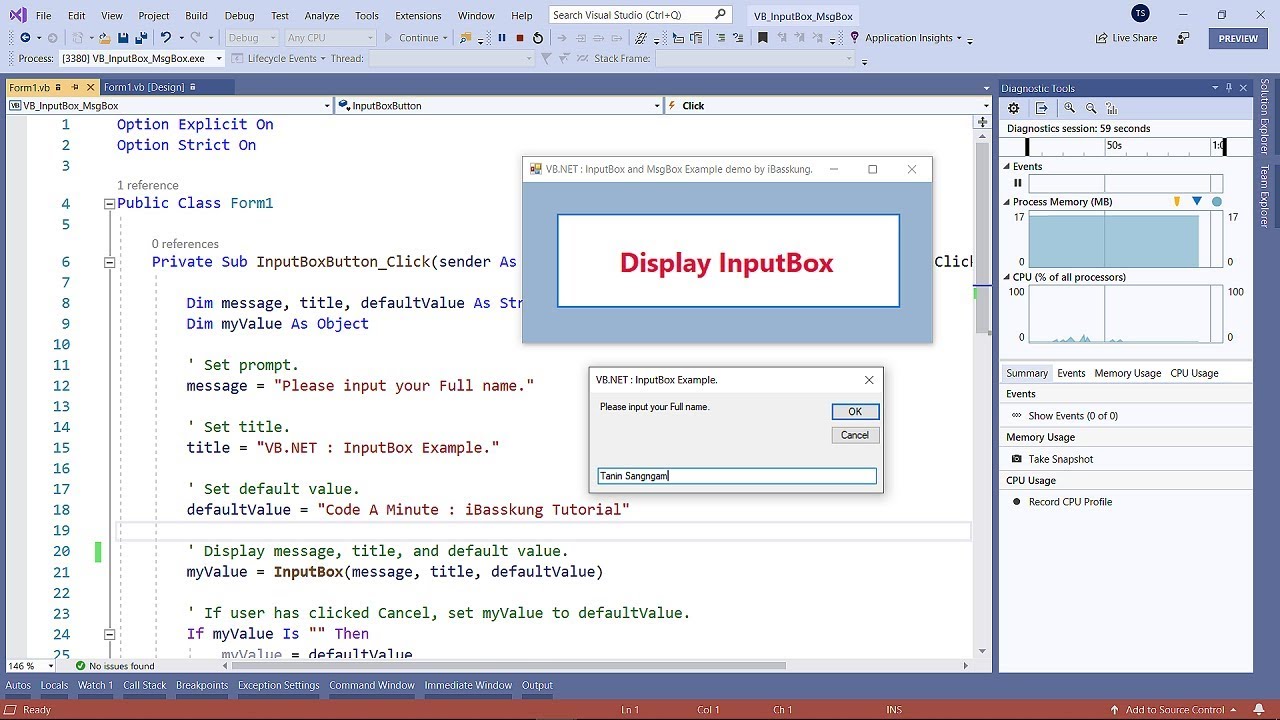 VB.NET How to use the InputBox and MsgBox functions