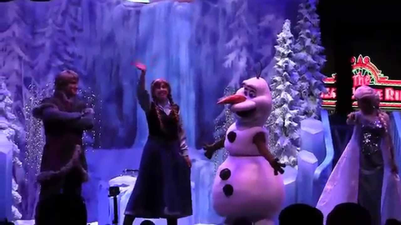 Frozen Summer Fun 2015 end of day stage show with Olaf, Anna, Elsa, Kristoff at Walt Disney World