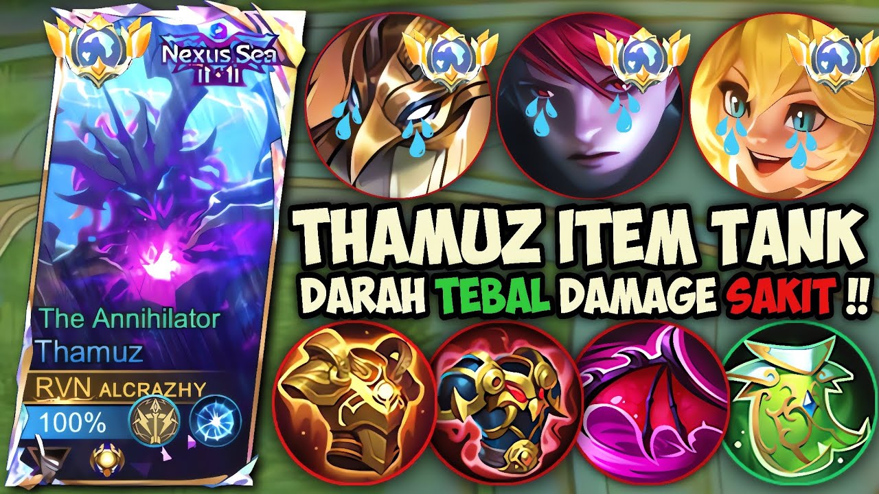 SOLO RANK MAIN THAMUZ ITEM TANK DI HIGH TIER‼️GAMEPLAY TOP GLOBAL THAMUZ - MLBB