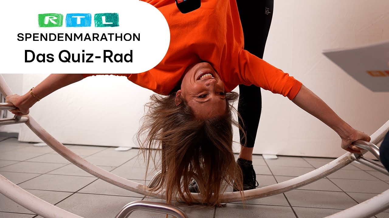 Mara Bergmann überkopf: Das RTL Spendenmarathon Quiz-Rad
