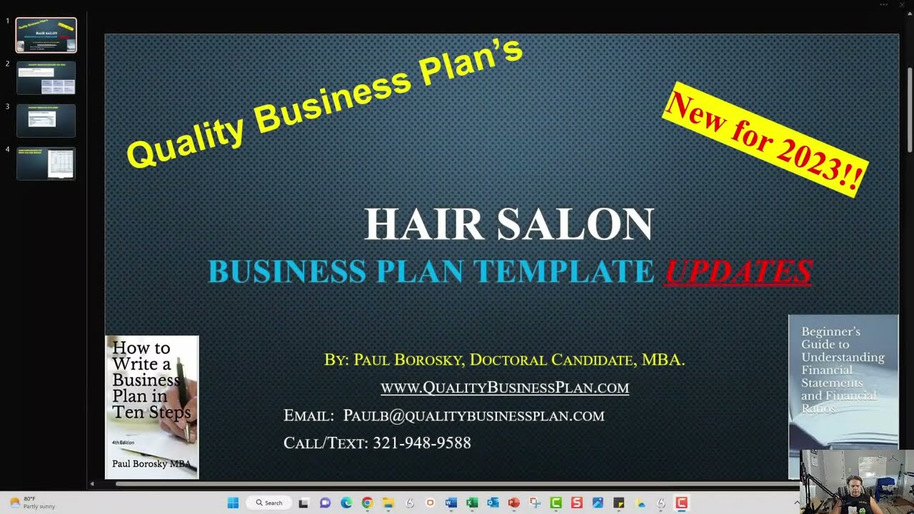 Updated &ndash; 2023 - HAIR SALON Business Plan Template by Dr. Paul Borosky, MBA.