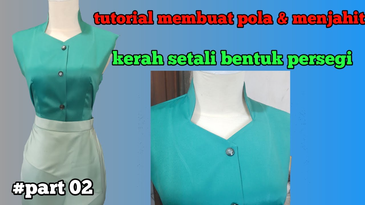 membuat kerah setali bentuk persegi / diamond part 02 (menjahit kerah)