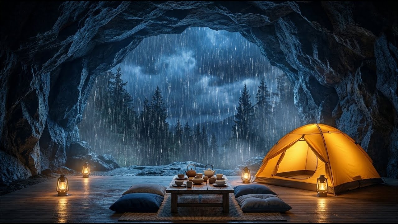 The Most Peaceful Cave in the Rainy Forest | Cozy Tent for Deep Sleep