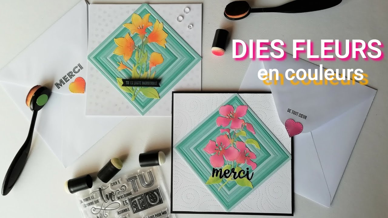 2 cartes -et astuces- avec les dies Fleurs de chez ACTION - Scrapbooking Carterie tutoriels français