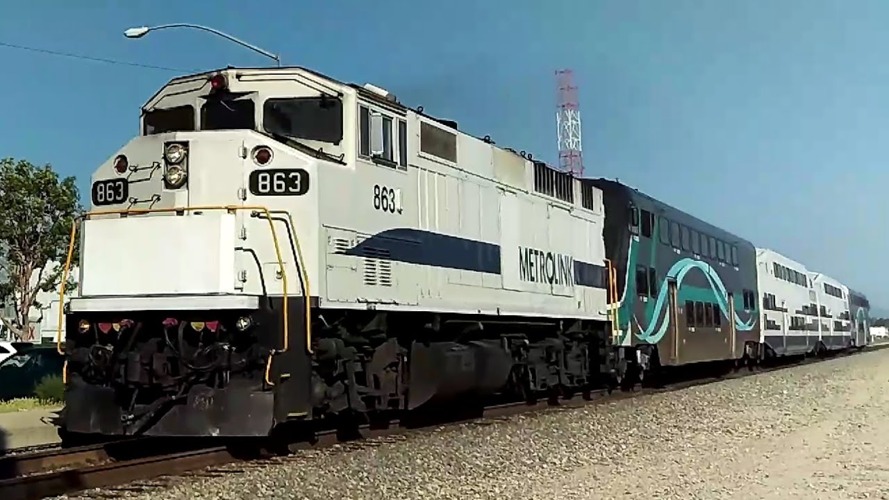 Metrolink train 155 crosses DeSoto Street with F59PH 863 leading using it's K5LA on 03/17/2016
