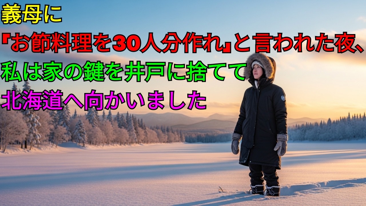 義母に「お節料理を30人分作れ」と言われた夜、私は家の鍵を井戸に捨てて北海道へ向かいました